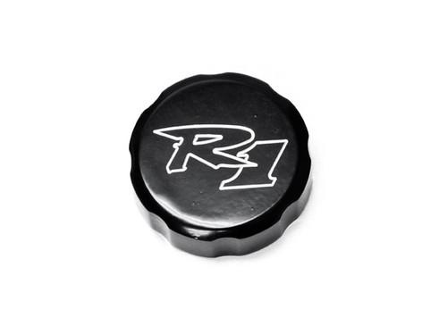 Yamaha yzf r1 black billet fluid reservoir cap logo engraved (1998-2012)