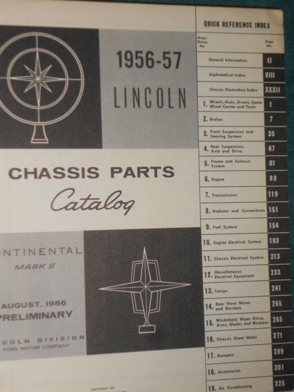 1956 / 1957 / LINCOLN & CONTINENTAL CHASSIS PARTS CATALOG / ORIGINAL BOOK!!, US $74.50, image 3