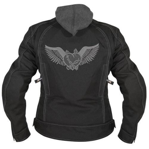 Xelement womens tri-tex grey flying barbwire heart jacket