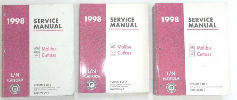1998 oldsmobile cutlass and chevrolet malibu service repair manual 3 volume set 