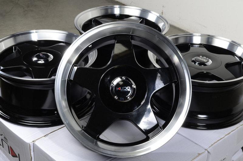 15" black kudo wheels rims 4 lugs fit kia rio sephia spectra scion xa xb aerio