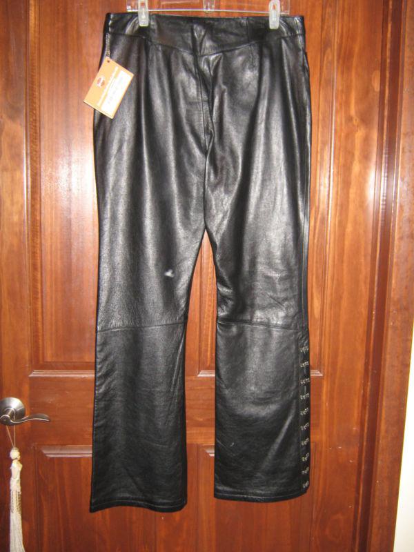 NWT HARLEY DAVIDSON BLACK LEATHER PANTS SZ 14, US $99.95, image 2