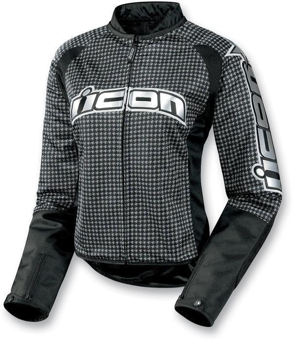 Icon hooligan 2 glam textile motorcycle jacket black women's lg/large