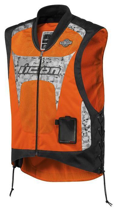 Icon interceptor motorcycle vest mil-spec orange small/medium