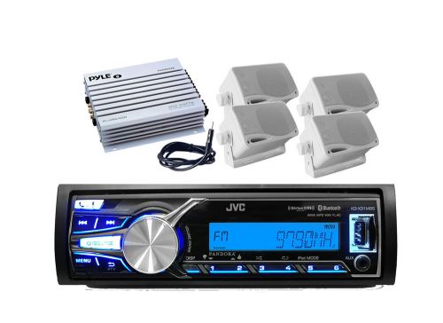 New marine kd-x31mds bluetooth aux usb mp3 radio + 400w amp 4 speakers + antenna