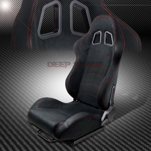 1 x black suede reclinable sports style racing seats+mounting slider driver side