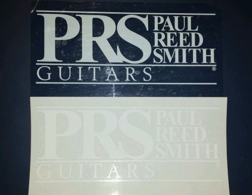 2 new prs paul reed smith guitars decal stickers, white,  size 3 3/4 x 7 1/2 in.