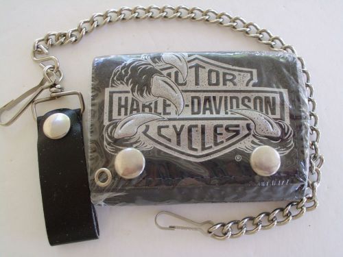 Harley-davidson trifold wallet nos vintage 80's 14 " chain new without tag