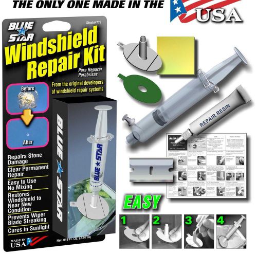 Blue star diy windshield glass repair kit stone damage chip model # 777