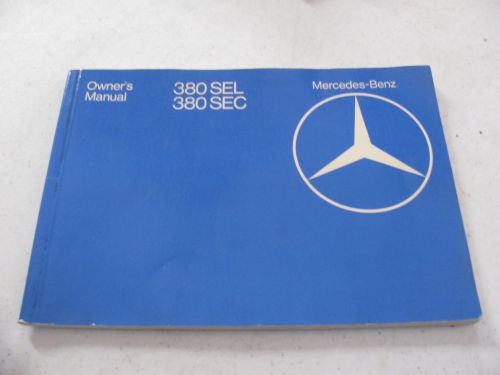 Find Mercedes Benz Owner's Manual : 1982 Type 126 380 SEL 380 SEC in ...