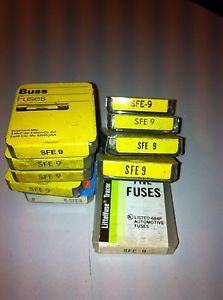 Bulk lot of 50 sfe 9 fuses - various brands still in small boxes - 10 packs of 5