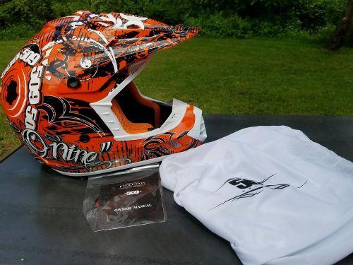 509 evolution snowmobile / atv helmet  sz large orange, black ,white.
