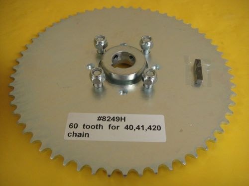 Go cart sprocket and hub for 1" axle ,60 tooth for #40,41 &amp;420 chain  wao: 8249h