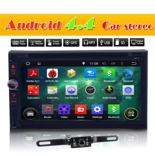 (us) dual-core 7'' capacitive android 4.4.4 car stereo dvd player gps wifi + cam