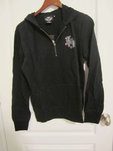 Harley-davidson women's activewear jacket hoodie medium bling black nwt