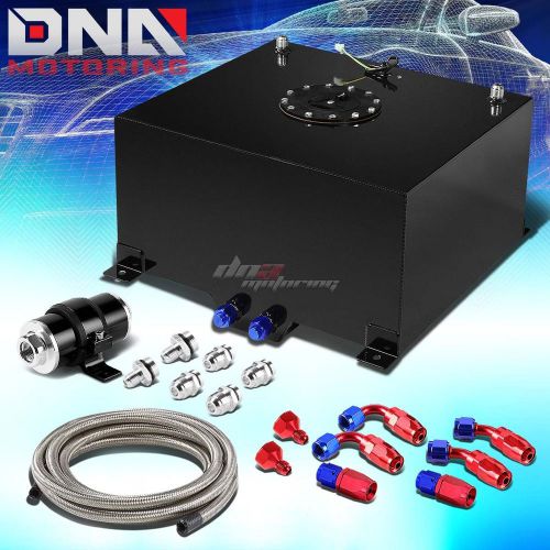 10 gallon aluminum fuel cell tank+cap+oil feed line+30 micron filter kit black