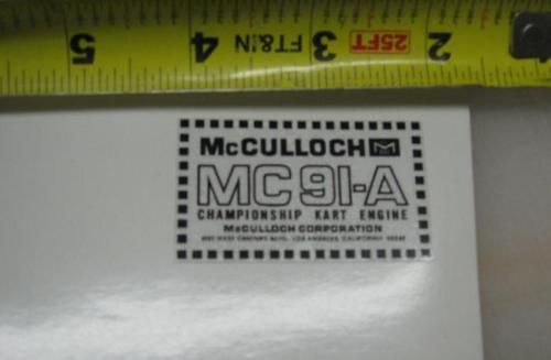 Mcculloch kart shroud decal mc-91a mc91a