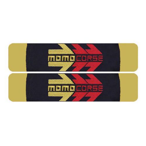Seat belt shoulder pads - car truck suv - momo style 7 - black yellow - pair