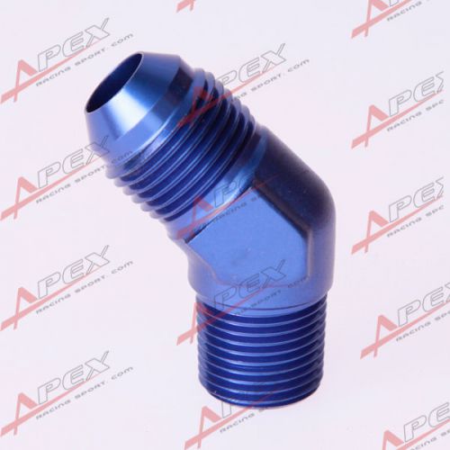 An8 8an an -8 to 3/8" npt 45 degree male aluminium fitting adapter blue