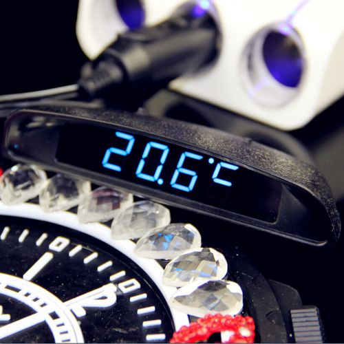 Car auto lcd digital clock thermometer temperature voltage meter monitor
