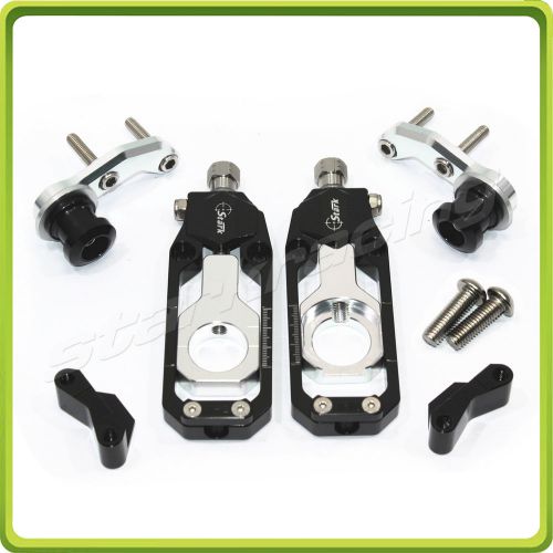 2005-2012 kawasaki zx6r cnc aluminum chain adjuster 06 07 08 09 10 black&amp;silver