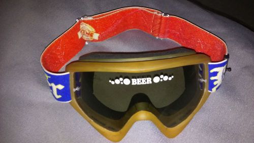 Adult motorcycle racing goggles w/ beer&amp; bubbles logo on lenses &amp; strap nice set