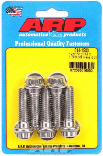 Arp universal bolt 7/16-14 in thread 1.500 in long stainless 5 pc p/n 614-1500