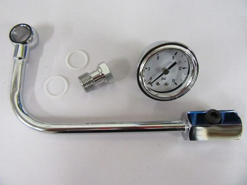 Edelbrock /carter single feed chrome fuel line w/ 0-15 fuel psi gauge afb