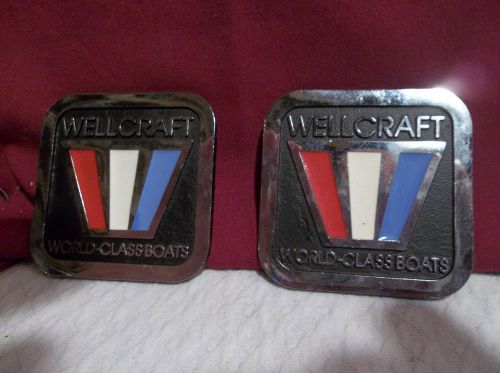2 wellcraft  marine boat metal medallions 2 1/2&#034; square