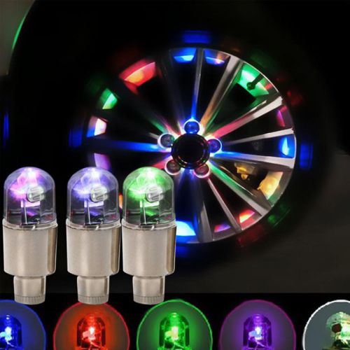4pcs universal colorful led wheel tyre tire air valve stem cap light lamp bulb