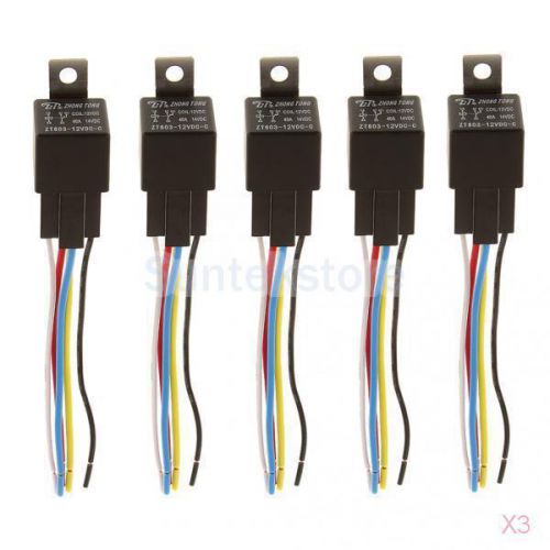3x 5x12v 40a car automotive heavy duty relay 5pin fuse fused on/off spst plug