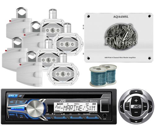 1600 marin amplifier,8 marine 6x9&#034; speakers/wires,bluetooth usb cd radio/ remote