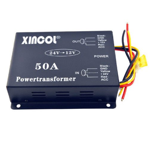 Vehicle car dc 24v to 12v 50a power supply transformer converter with dual fan r