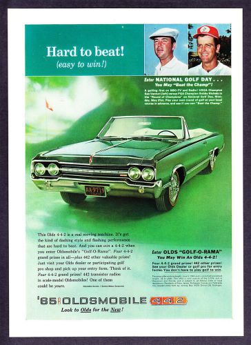 1965 oldsmobile 442 convertible photo &#034;hard to beat&#034; golf theme promo print ad