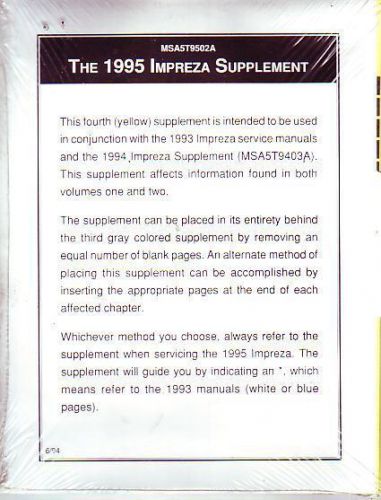 1995 subaru impreza factory service manual supplement