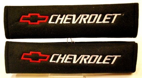 Chevrolet seat belt shoulder pad one pair red logo