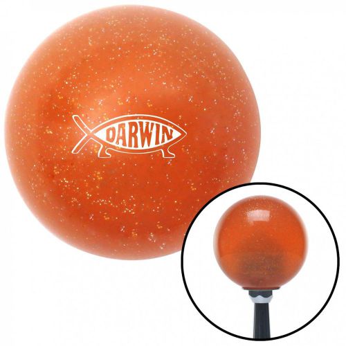 White darwin orange metal flake shift knob with 16mm x 1.5 insert sportsman