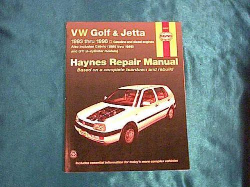 Haynes manual vw volkswagon golf jetta cabrio gti * 1993 1994 1995 1996 1997 199