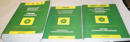 1998 jeep cherokee oem service shop manual + diagnostics 3-volume set