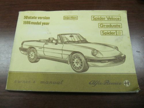 Alfa romeo spider owners manual  1986 edition