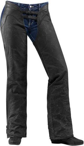 Icon womens 1000 hella street motorcycle chaps black all sizes