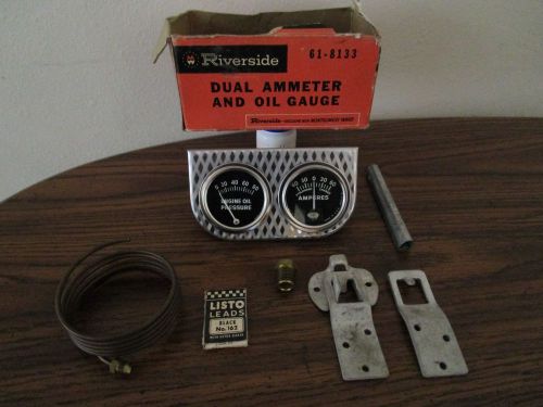 50&#039;s vintage riverside dual ammeter &amp; oil gauge