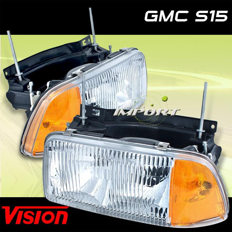 Gmc 94-97 s15 sonoma pair left right headlight assembly amber corner side signal