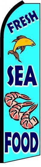 Fresh seafood swooper flag 16 ft tall business banner itp2