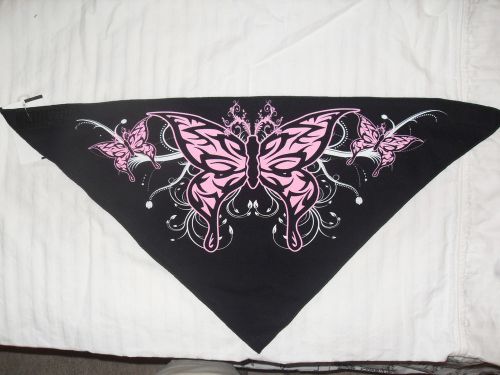 Motorcycle face masks (see details) pink butterflies on black. made in usa