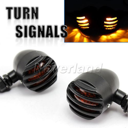 2x black motorcycle turn signal bullet blinker amber indicator lights for harley
