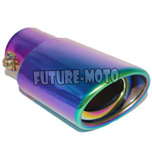Stainless metal steel blue anodized exhaust muffler pipe tail straight 1.6-2.6 l