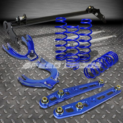 Blue lowering springs+traction bar+control arms+front camber kit 88-91 civic/crx