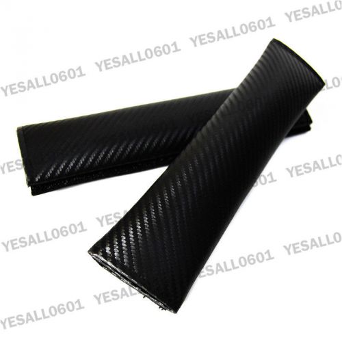 2x carbon fiber leather car truck seat belt cushions shoulder cover pads black