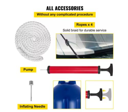 Boat Fenders 8.5 x 27 in. Ribbed Twin Eyes Boat Fenders Pack of 4 Vinyl Inflatab, US $107.99, image 13